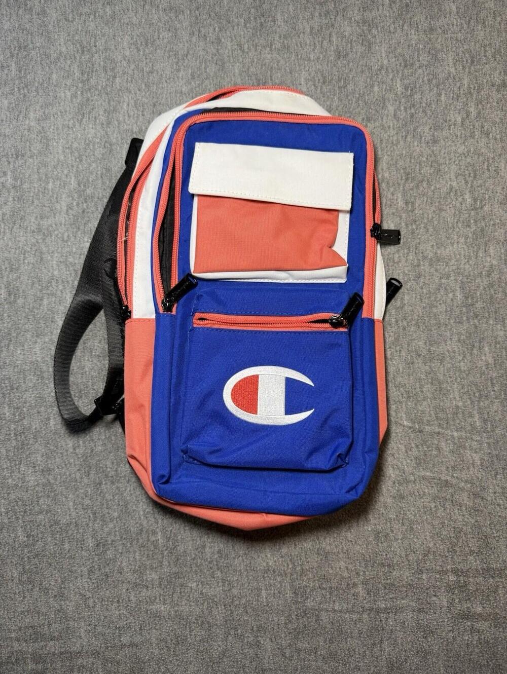 Champion Retro Sling Crossbody Bag-Blue+Coral+White/Vintage Style/ Bag